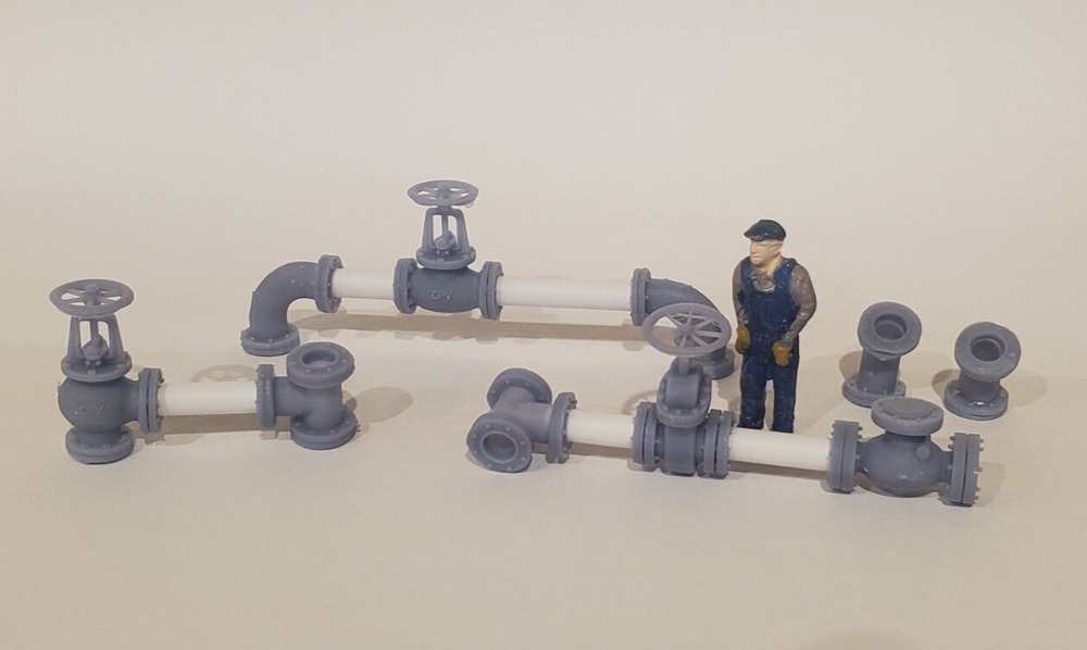 53 pieces. (3/16 Tubing) O Scale Pipe and Valves Asst 1:48 Dioramas