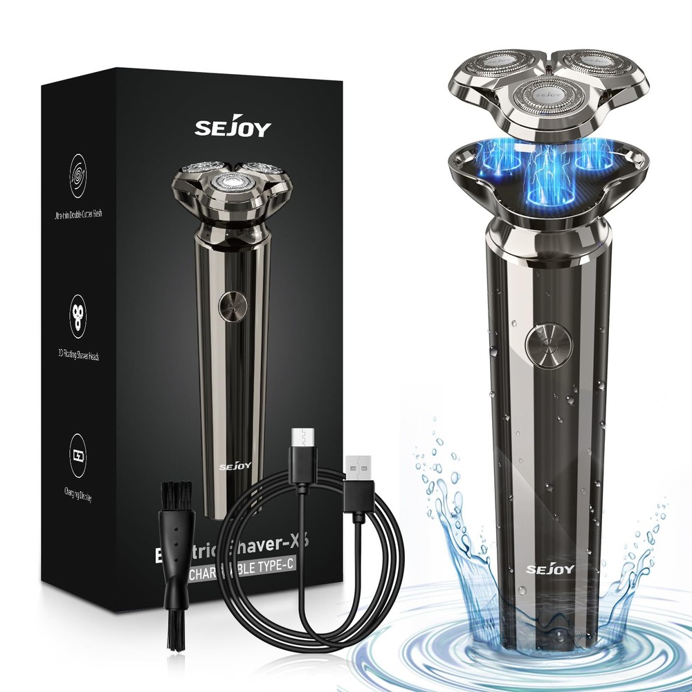 Electric Shaver Razor for Men Face,3D Rechargeable Rotary Shaver,IPX7 Waterpr...