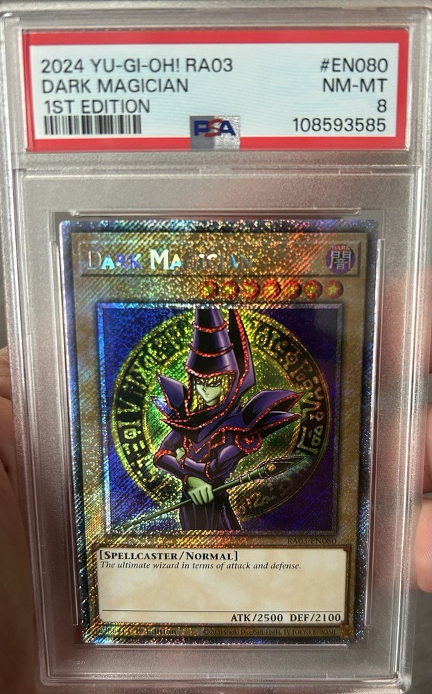 PSA 8 NM-MT Dark Magician RA03-EN080 Platinum Secret Rare