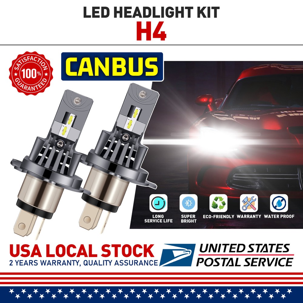 H4 9003 LED Headlight Bulbs Conversion Kit Hi/Low Dual Beam For Car & Motorcycle