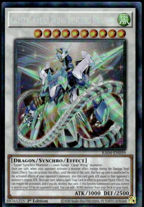 Crystal Clear Wing Synchro Dragon 1x NM Eng Yugioh Quarter Century Stampede