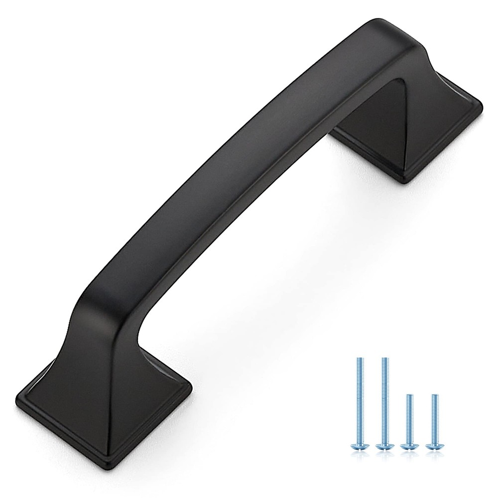 3 Inch Matte Black Square Cabinet Pulls - Set of 1 Pack Arch Kitchen Handles