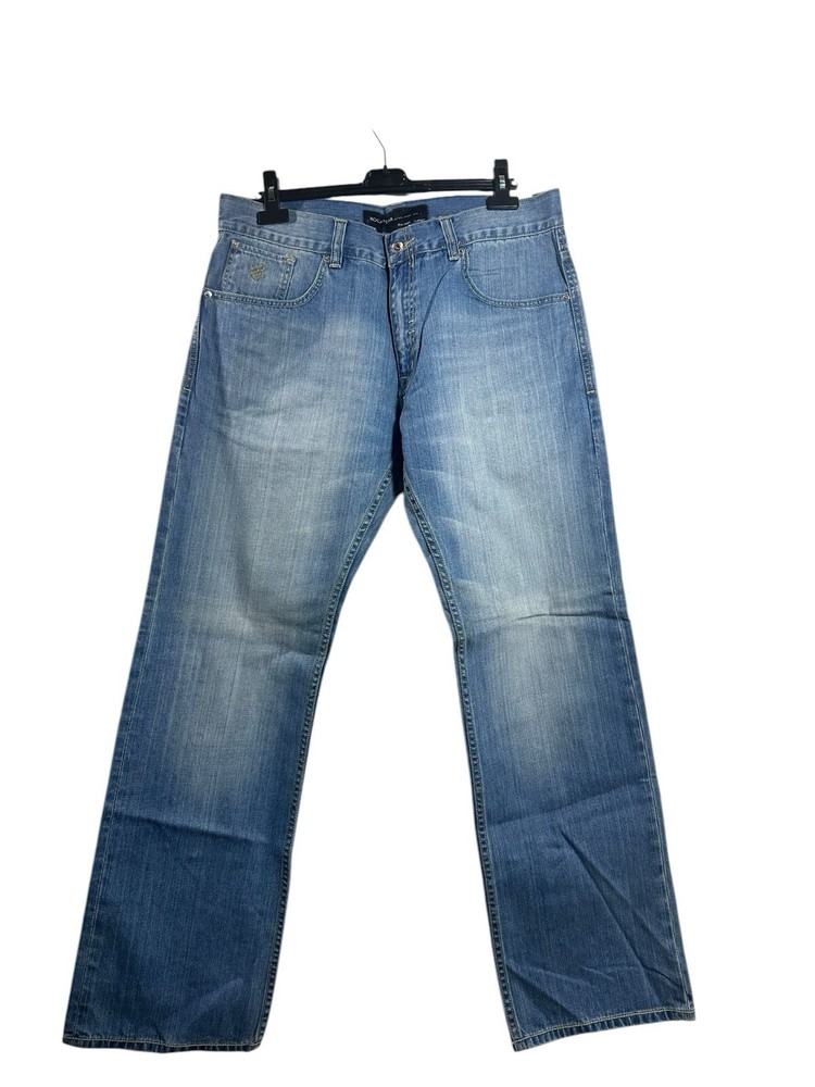 Vintage Y2K Rocawear Jeans Mens Denim Baggy Hip Hop Indigo Wide Leg Embroidered