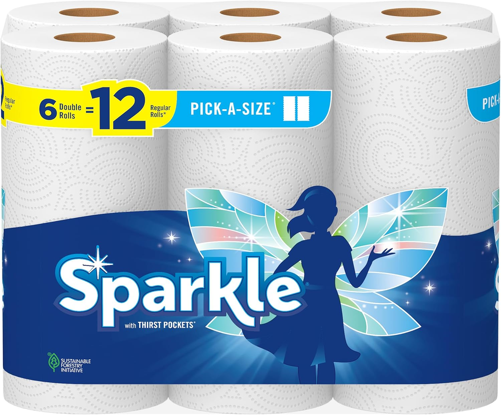 Pick-A-Size Paper Towels, 6 Double Rolls = 12 Regular Rolls, Everyday Value Pape