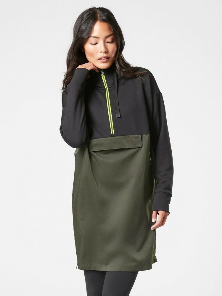 ATHLETA Radiant Hybrid Dress XXS Ancient Forest Black for Work Travel NWT  