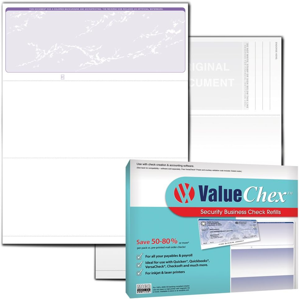 Valuechex - 55 Blank Business Voucher Checks - Purple Prestige - 55 Sheets Form-image