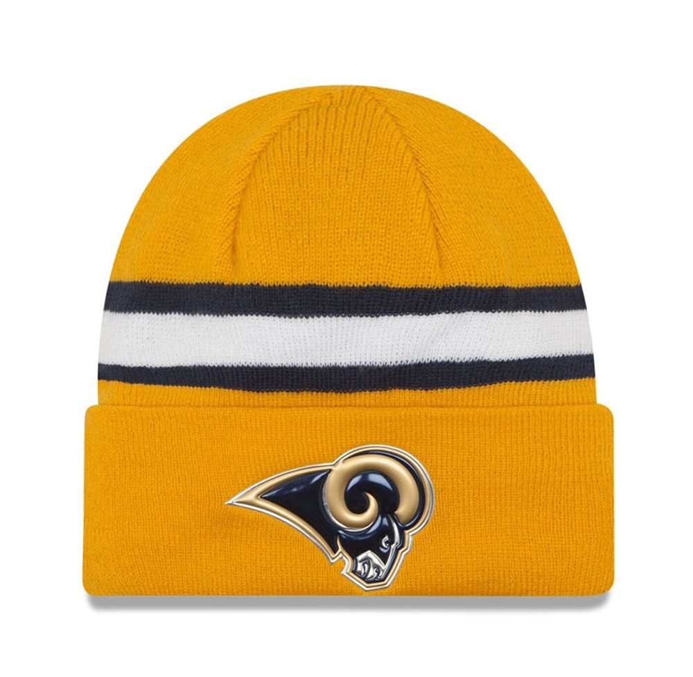 New Era Men's Beanie NFL Los Angeles Rams On Field Thermal Guard Gold Knit Hat