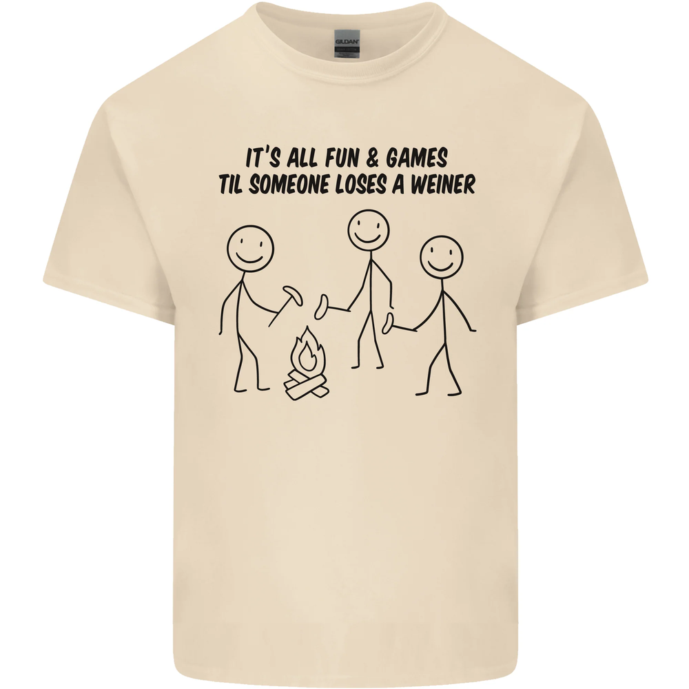 Funny Camping Weiner Mens Cotton T-Shirt Tee Top