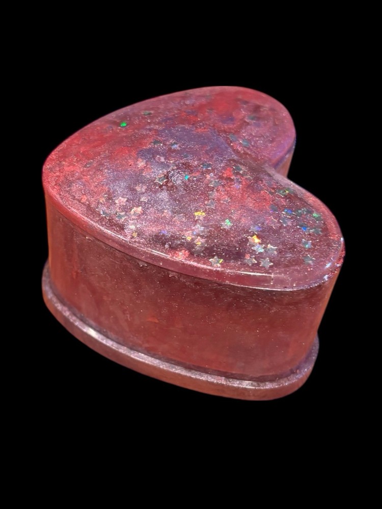 Handmade Resin Heart Trinket Box – Purple Galaxy Glitter – Jewelry Keepsake Gift