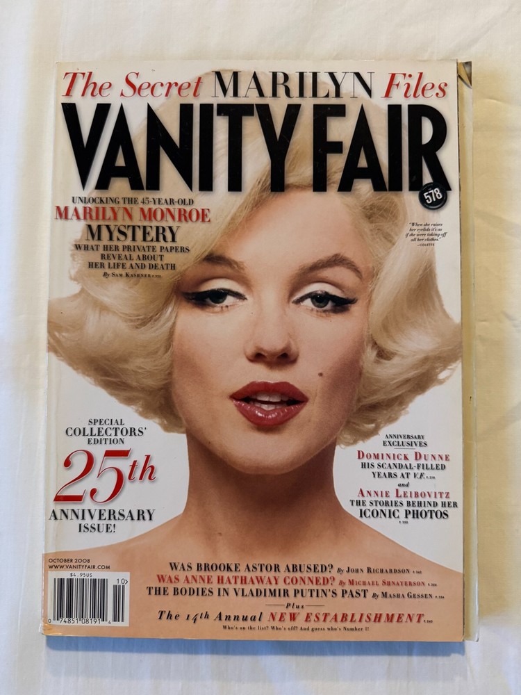 Vanity Fair Magazine Oct 2008 - Marilyn Monroe 25th Anniversary Collector's Edit