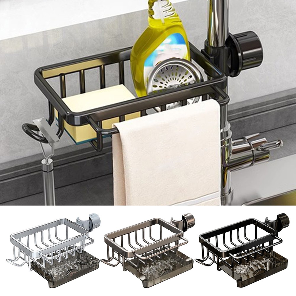 Space-Saving Multi-Function Kitchen Sink Organizer Rack for Faucets 0.7-1.1in