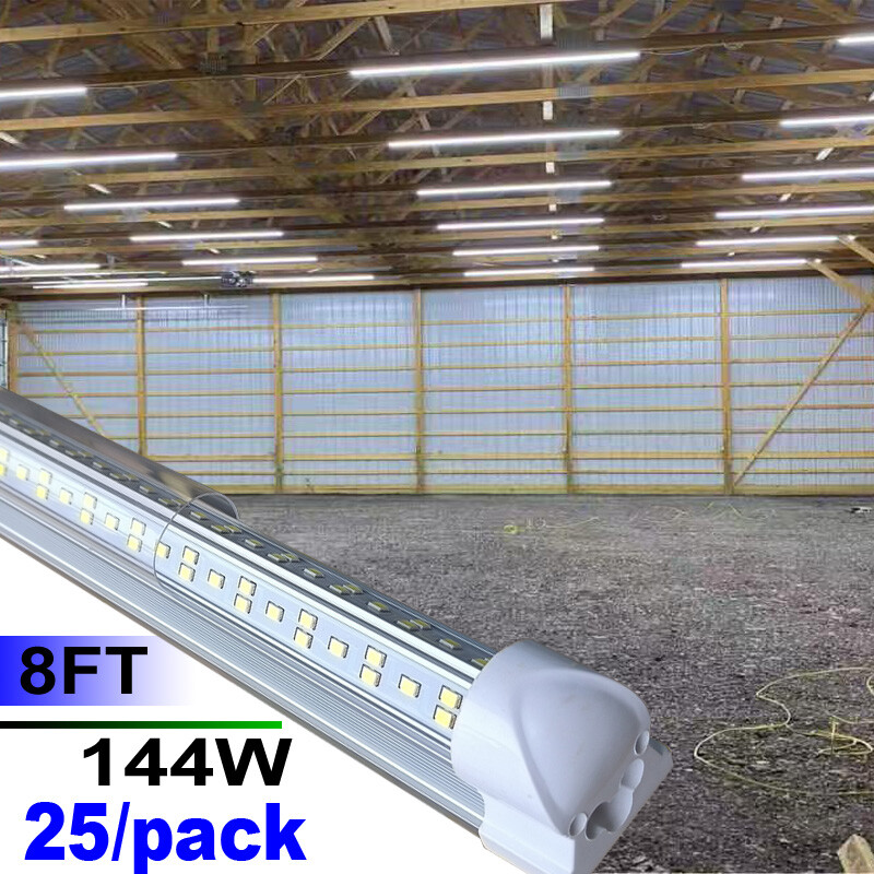 25/Pack 8 Foot Led shop lights 8ft 144W Led Tube Light Bulbs Integrated Fixture