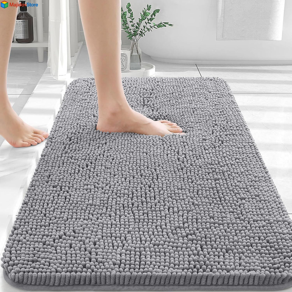 Soft Absorbent Chenille Bathroom Rug 30x20 - Plush Non-Slip Bath Mat