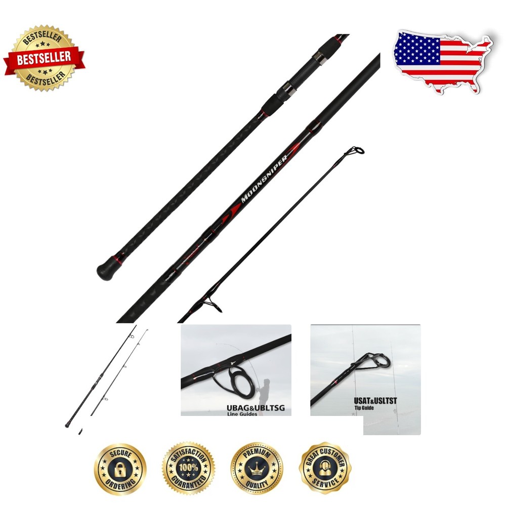 Travel-Ready Surf Fishing Rod - 2-Piece Design for Easy Portability, 30lbs Line