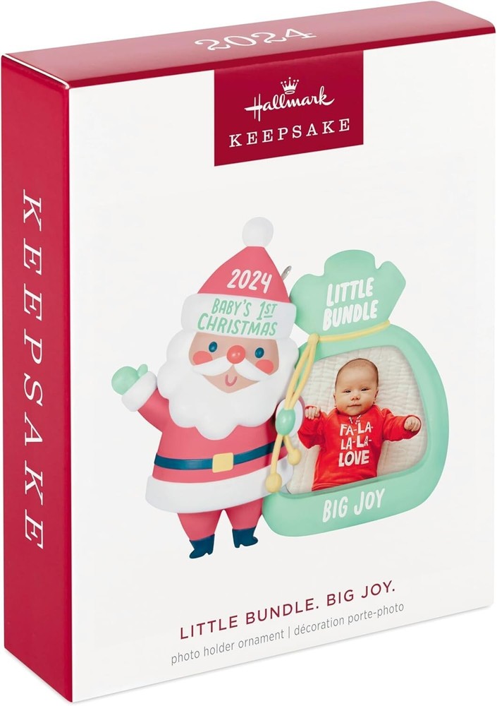 Hallmark Keepsake 2024 Little Bundle Big Joy Christmas Photo Frame Ornament  