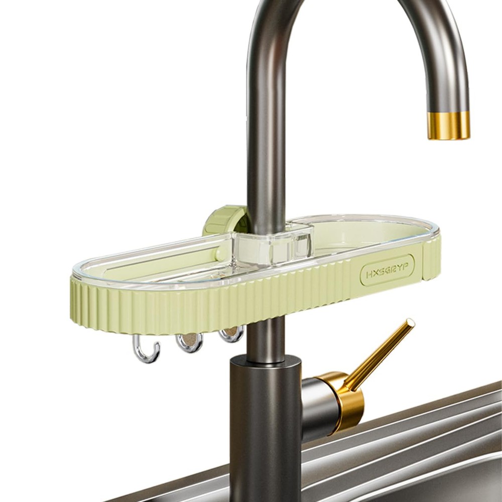 Over-the-Faucet Kitchen Sink Organizer Sponge Holder and Rag Storage Rack for Clutter-Free Countertops