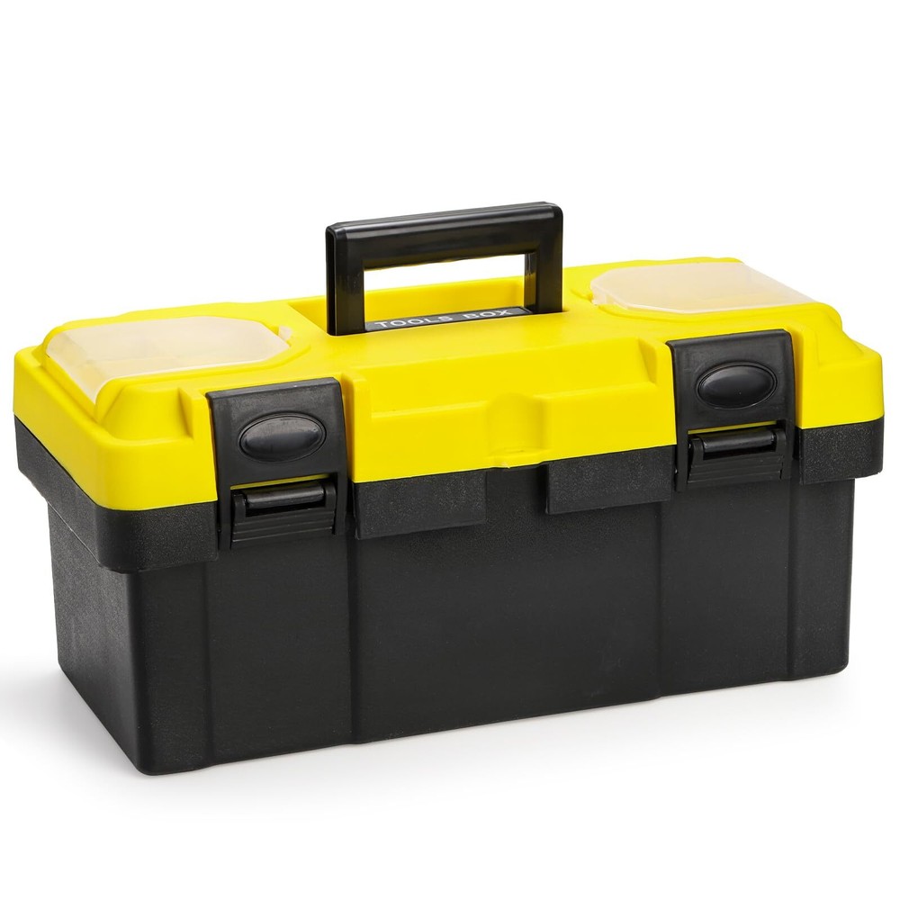 16-Inch Heavy Duty Plastic Tool Box with Removable Tray and Handle