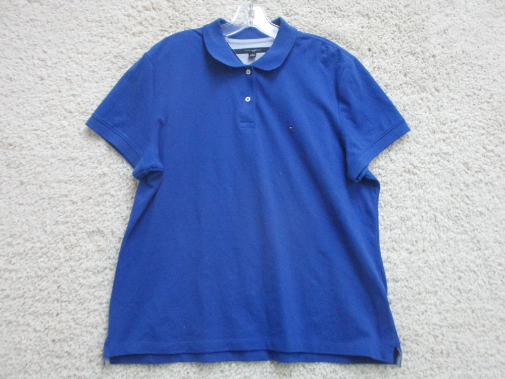 Tommy Hilfiger Men's Blue Logo Cotton Stretch Polo Shirt in XL