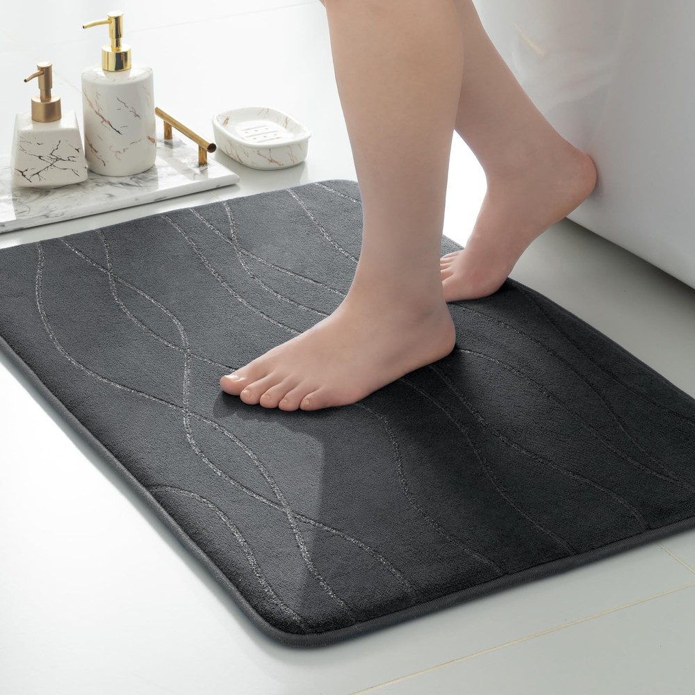 Washable 20x32 Memory Foam Bath Mat with Absorbent Quick-Dry Design