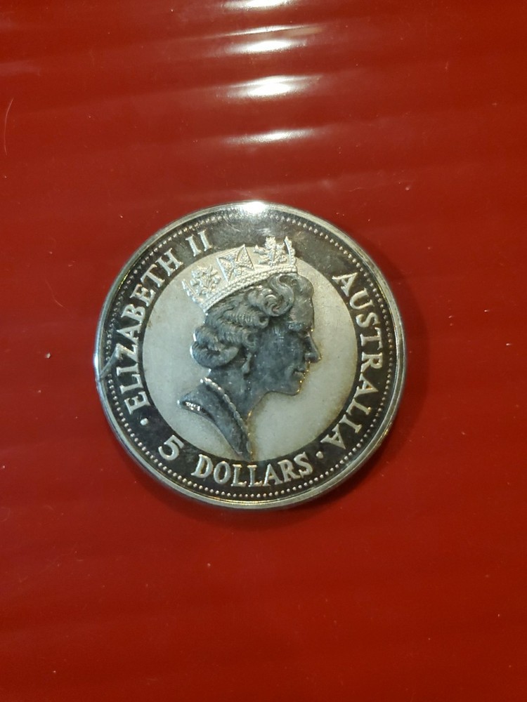 1991 Australia Silver Kookaburra 1 oz .999 Silver $5 Coin ~ TONED ~ See pics (A)