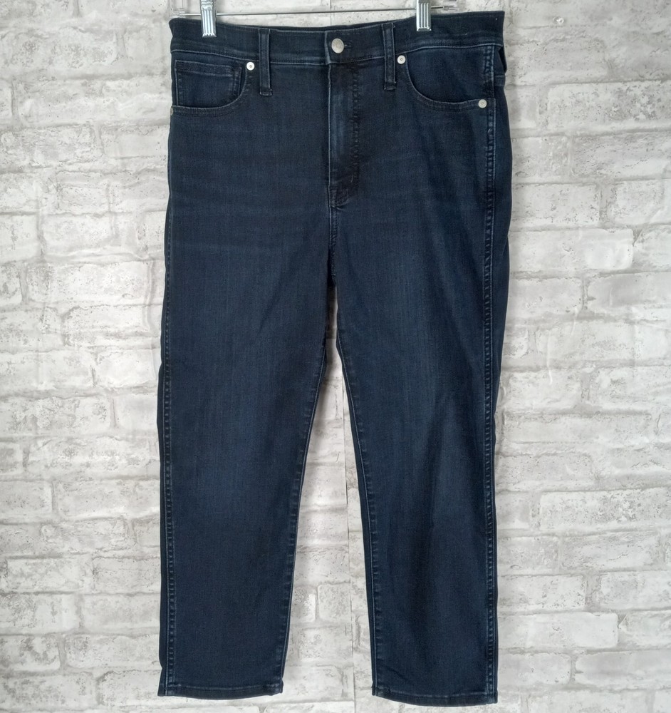 Madewell Women’s 30P Stovepipe Jeans High Rise Dark Wash Stretch Casual Comfort