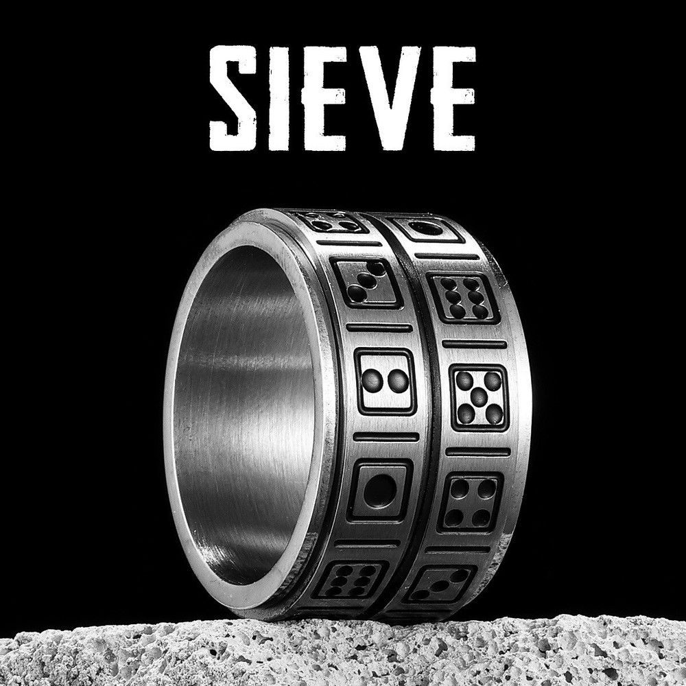 Spin Sieve Lucky Amulet Men Fidget Ring Stainless Steel Highly Polished Jewelry