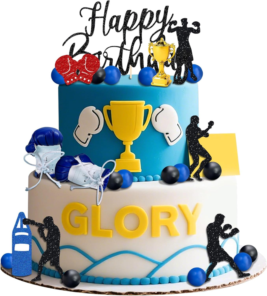 20 PCS Boxing Party Supplies - Boxing Cake Topper & Decoration - Fight Party Fav