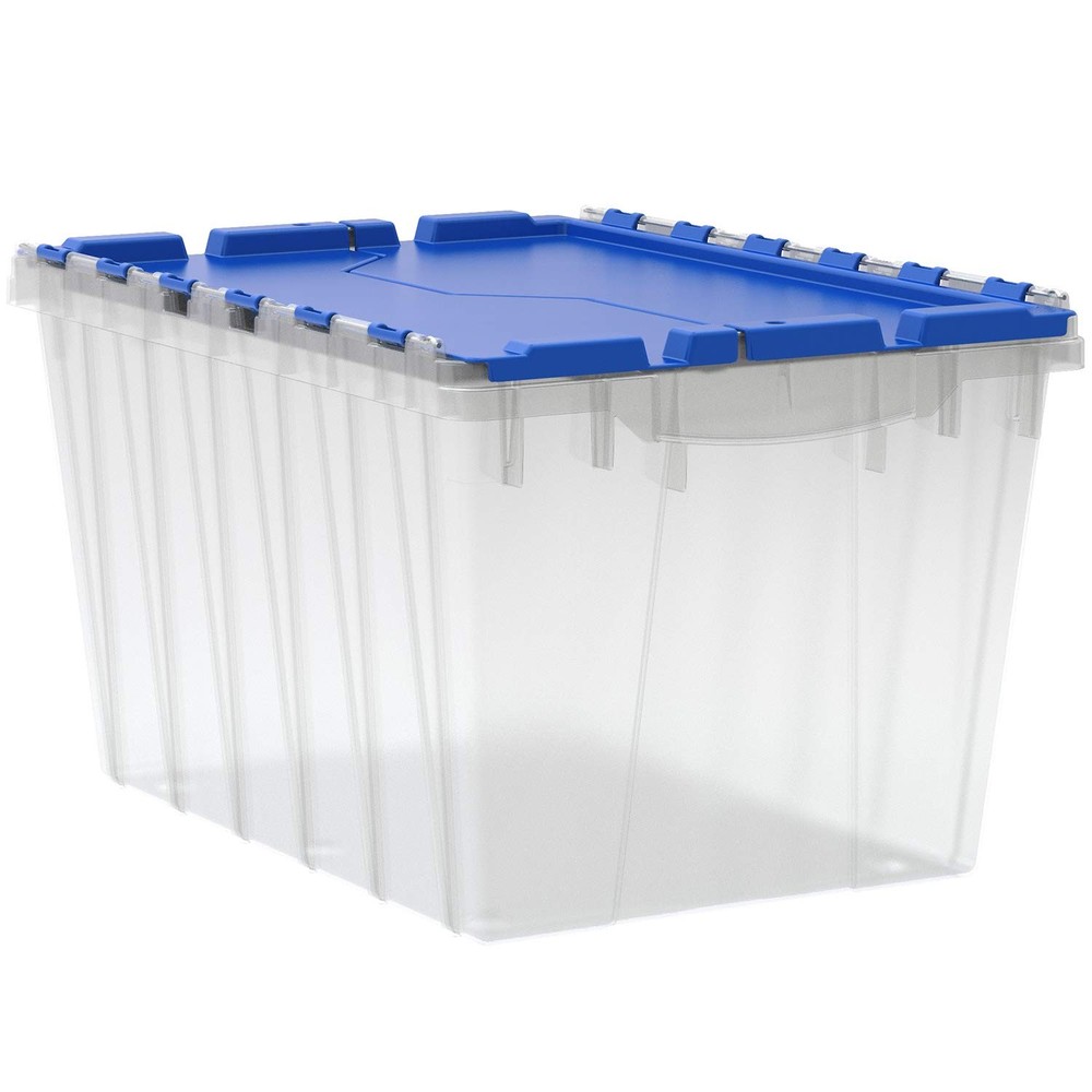 KeepBox 12 Gallon Stackable Nesting Plastic Storage Bin with Secure Latching Lid