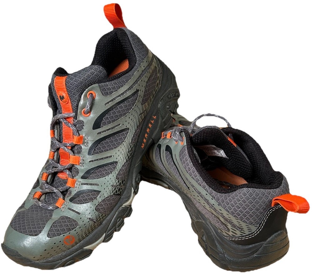 Merrell Moab Edge Mens Hiking Shoes Size 8.5 Gray Green Orange Trail Outdoor