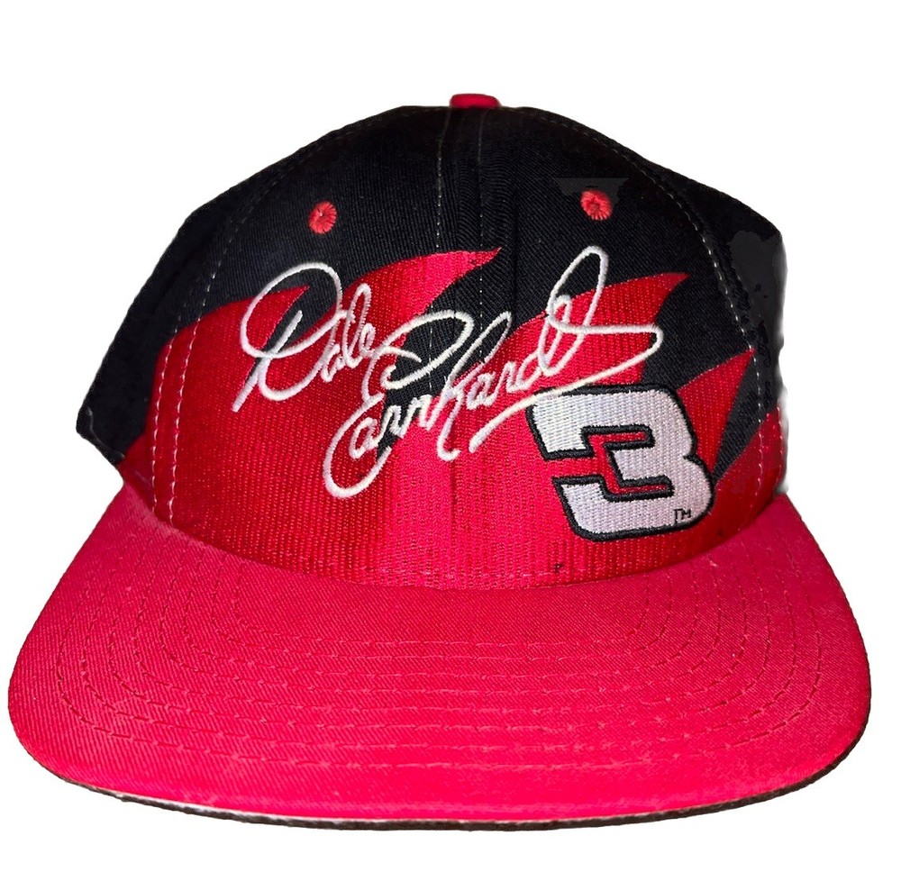 Vintage Dale Earnhardt Sr. Black Red Sharktooth Snapback Hat Intimidator Logo