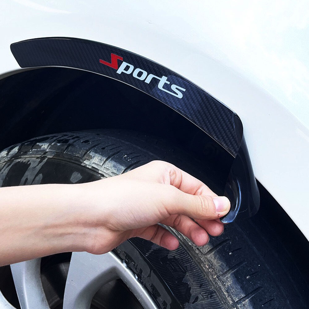 4x Black Carbon Fiber Fender Arch Trim Sticker Protector Car Wheel Eyebrow Strip