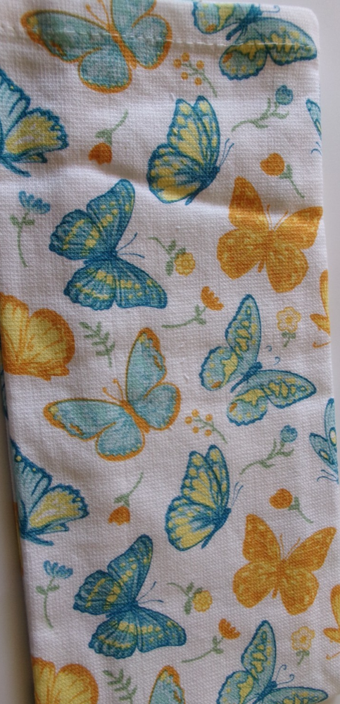 Multicolor Blue Gold Butterflies Flowers Cotton Kitchen Towel-image