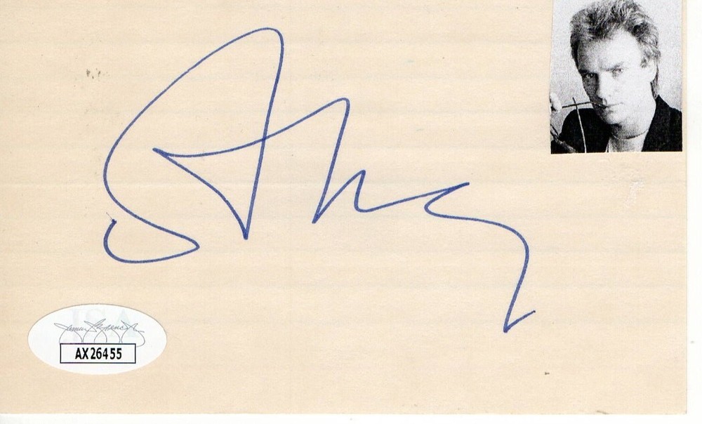 Sting Signed Autographed Index Card The Police Singer Bassist JSA AX26455