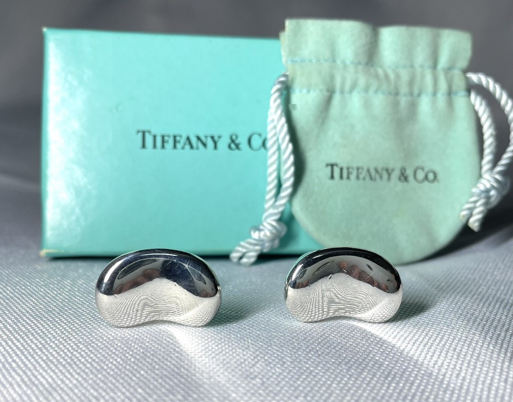 Auth Rare Tiffany Elsa Peretti Bean/Beans Cufflinks Sterling Silver 925 +Box