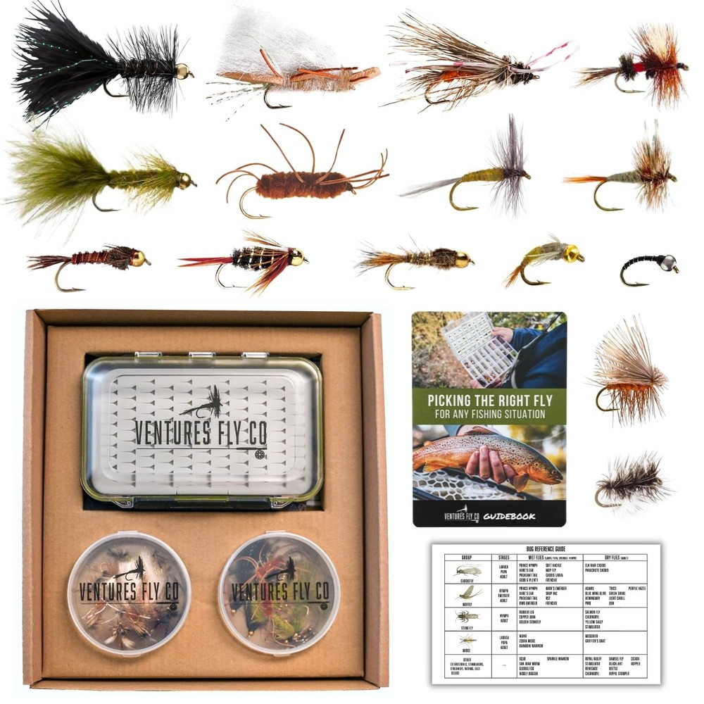 40 Hand-Tied Fly Fishing Flies Kit for Trout & Bass | Premium Assortment