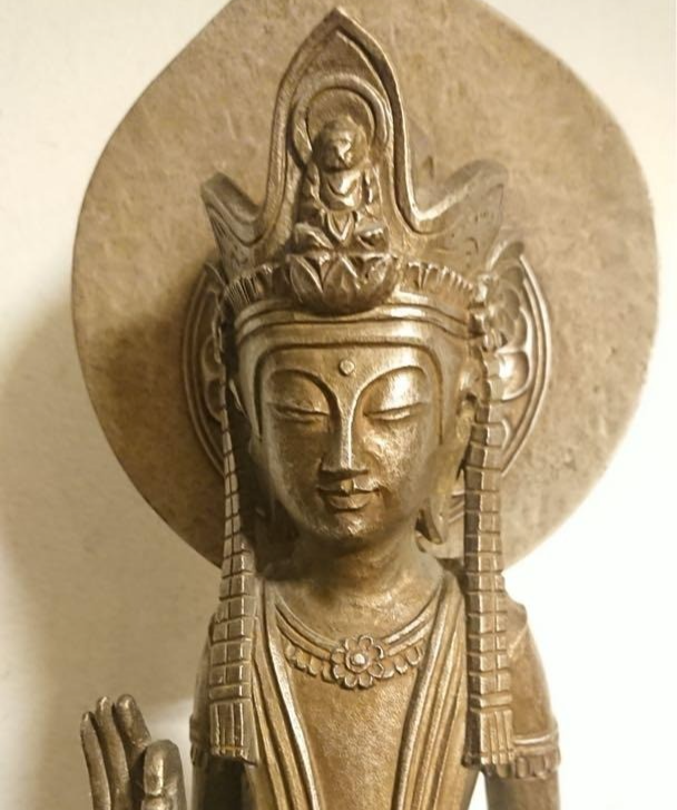 Japanese Bronze Kannon Guanyin Large Statue Buddhist Altar Figurine 20.3 in