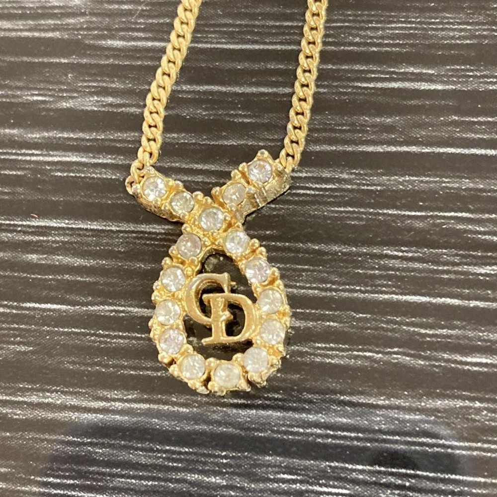 Christian Dior Gold Tone Pendant Necklace Authentic From Japan RIN