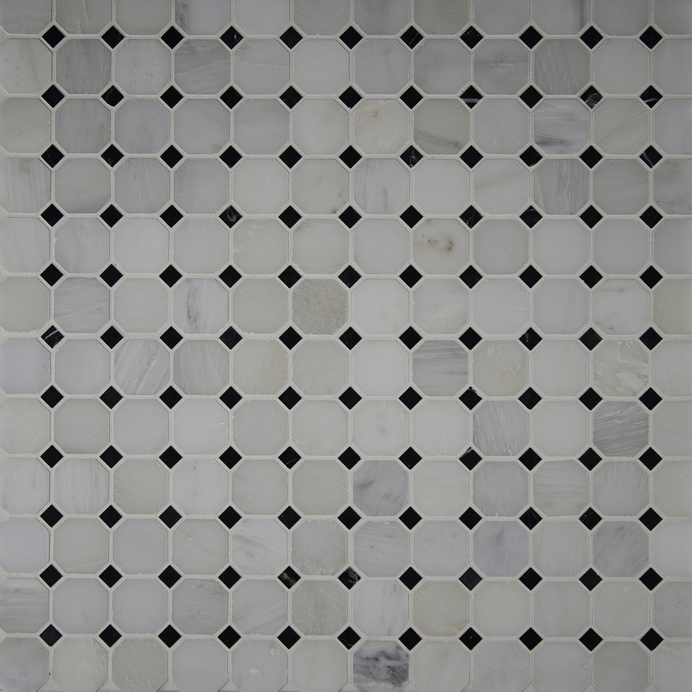 Arabescato Carrara Octagon Honed Marble Tile for Kitchen Backsplash, Wall Til...