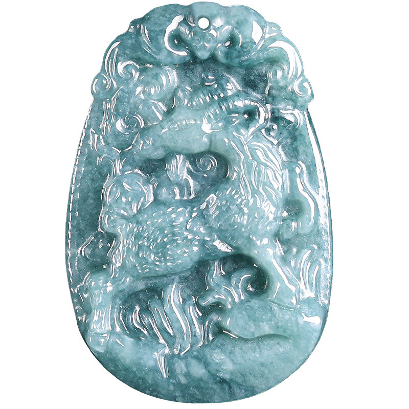 Certified Natural A-grade jade blue water twelve zodiac pendant