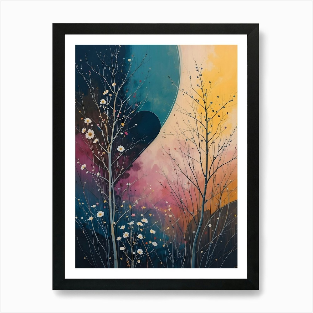 Skyline Trees Art Print - Framed Canvas Poster Wall Decor  