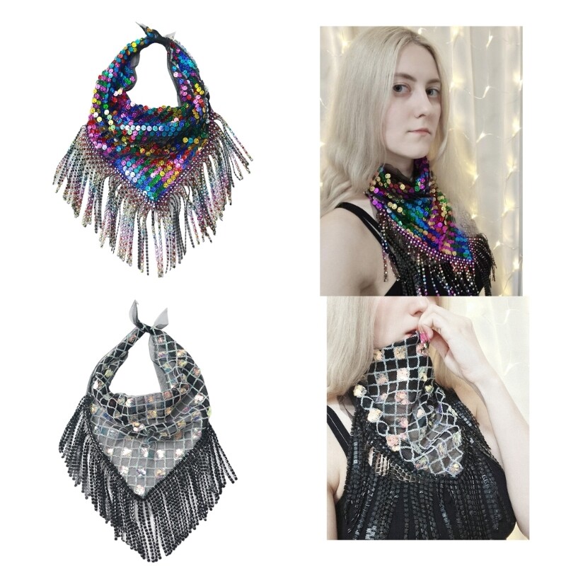 Sparkling Rhinestone Bandana Scarf for Women Elegant Head Wrap
