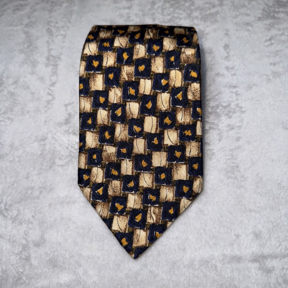 Ermenegildo Zegna 100% Silk Multicolor Geometric Print Neck Tie Luxury Designer