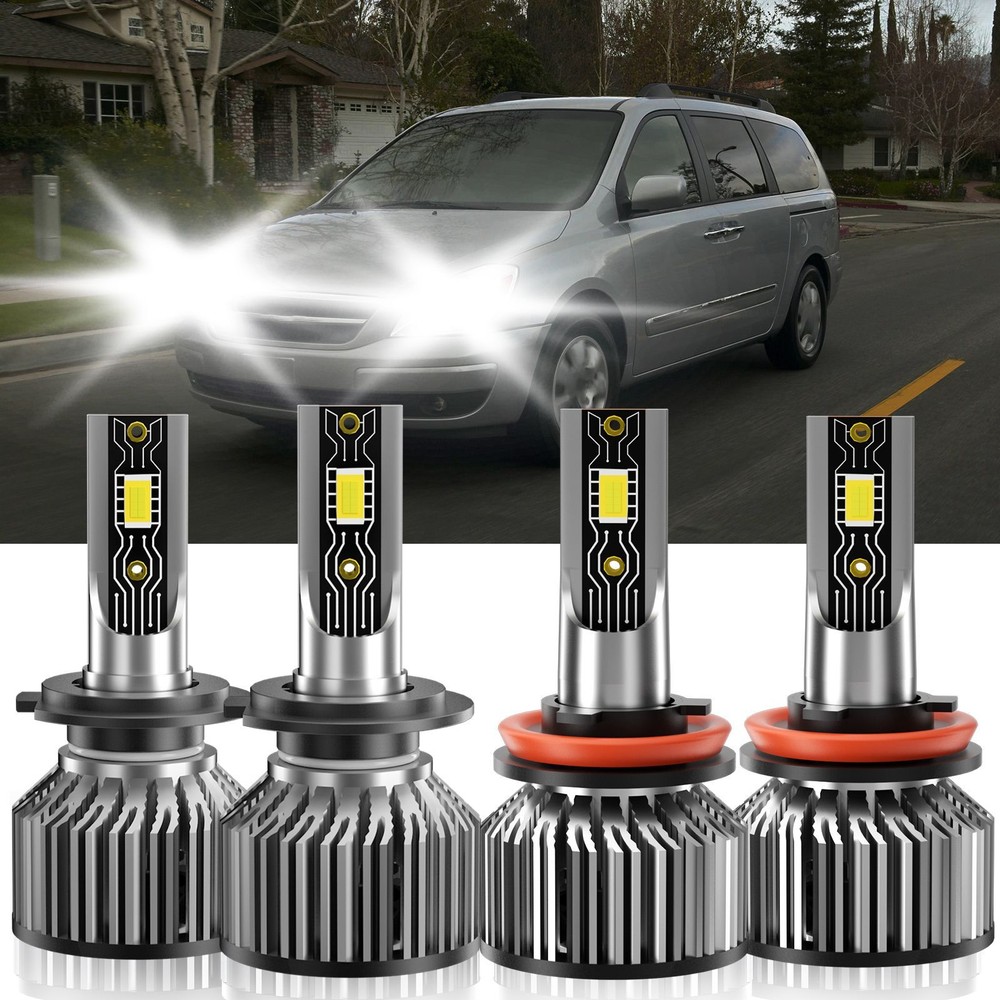H7+H11 LED Headlight Bulb Hi Low Beam 6500K For Hyundai Entourage 2007-2010