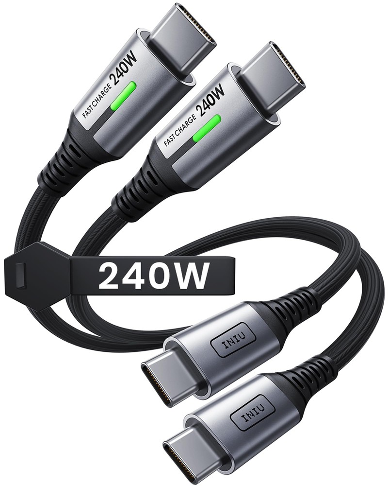 1ft USB C to USB C Fast Charging Cable 2-Pack 240W Braided Durable Short Cord