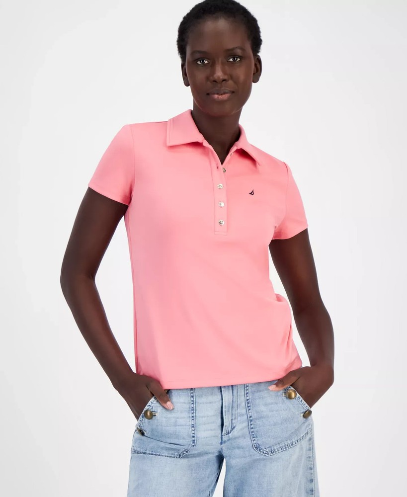 Nautica Jeans Women's Top Sz L Short-Sleeve Polo Shirt