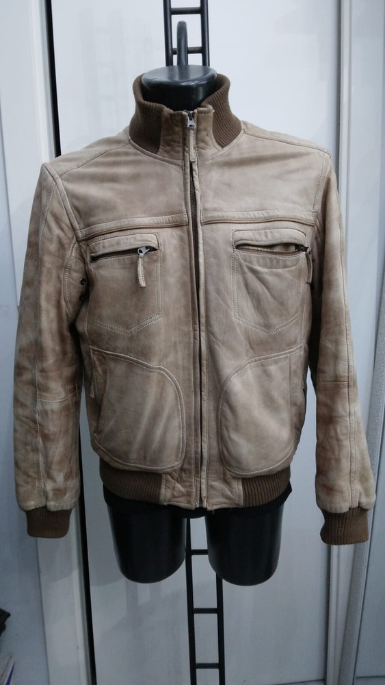 Real Leather Jacket Genuine Leather Used Man Size 52 Brown XYM899L