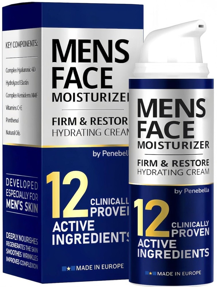 Face Cream for Men Anti Aging Cream Fights Eye Bags Dark Spots Vitamin C+E, Elas