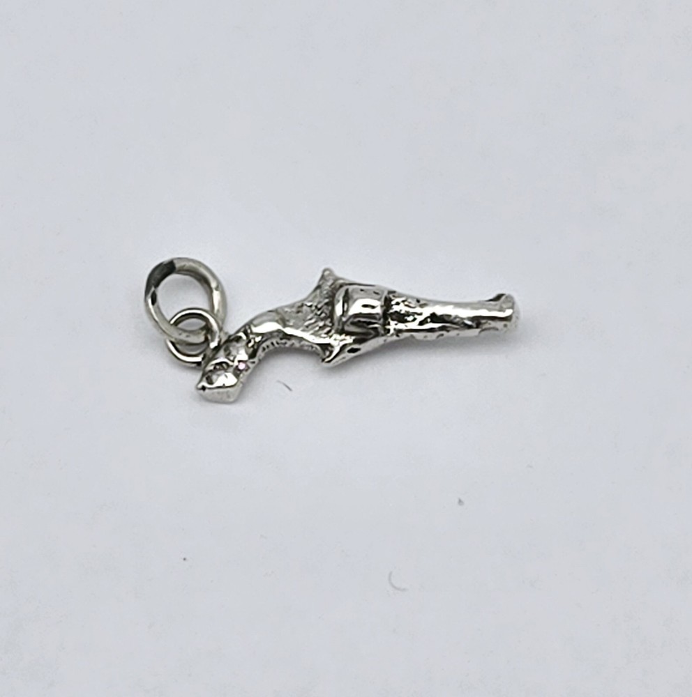 Vintage Sterling Silver Lego Gun Revolver Pistol Firearm Charm Pendant -  0.8g