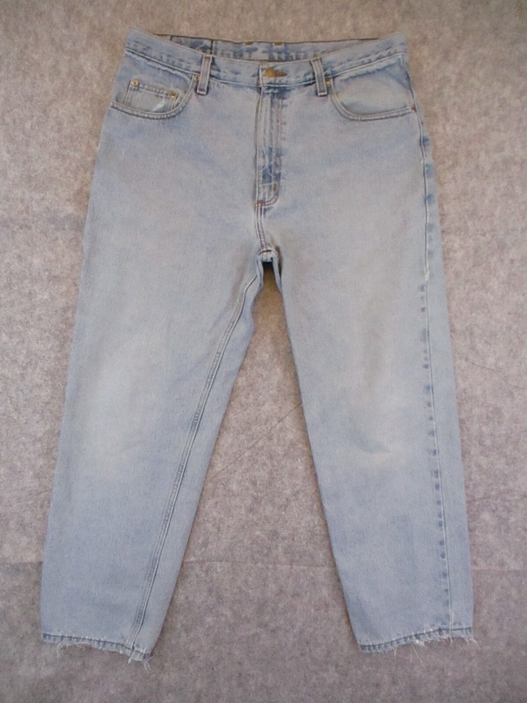 Men's Retro Blue Denim Straight Leg Western Jeans 36x29-image