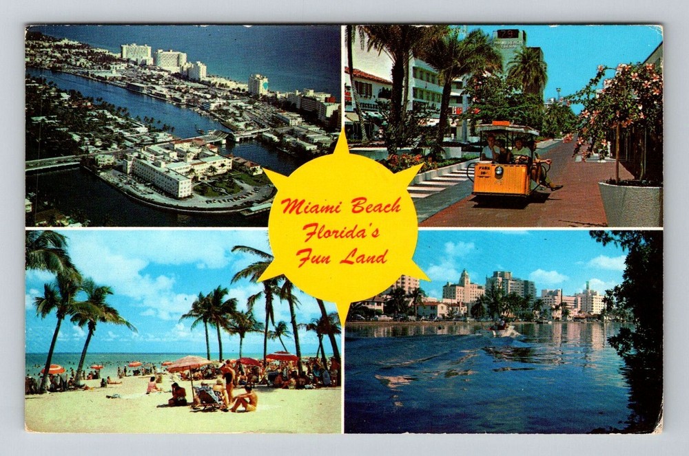 Miami Beach FL-Florida, Greetings And Landmarks, Vintage c1972 Postcard